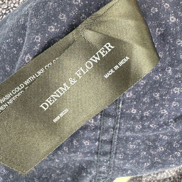 NWOT Denim & Flower Floral Long Sleeve Button Down Shirt Navy Extra Large - Picture 5 of 7